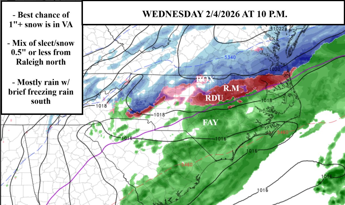 WRAL - Wednesday night doesn't look major. Potentially inconvenient ...