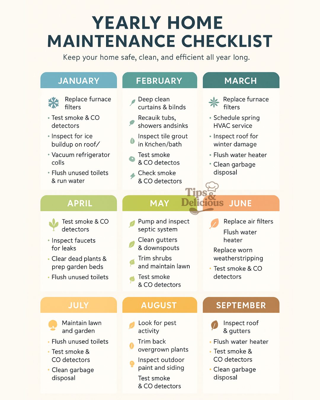 Tips - 6️⃣ Yearly Home Maintenance Checklist 🧰 Stay on top of home care ...