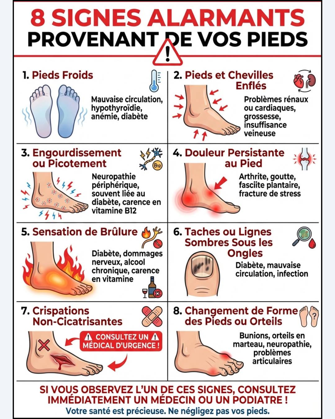 Miam - 8 Signes Alarmants Provenant de Vos Pieds Les pieds jouent un ...