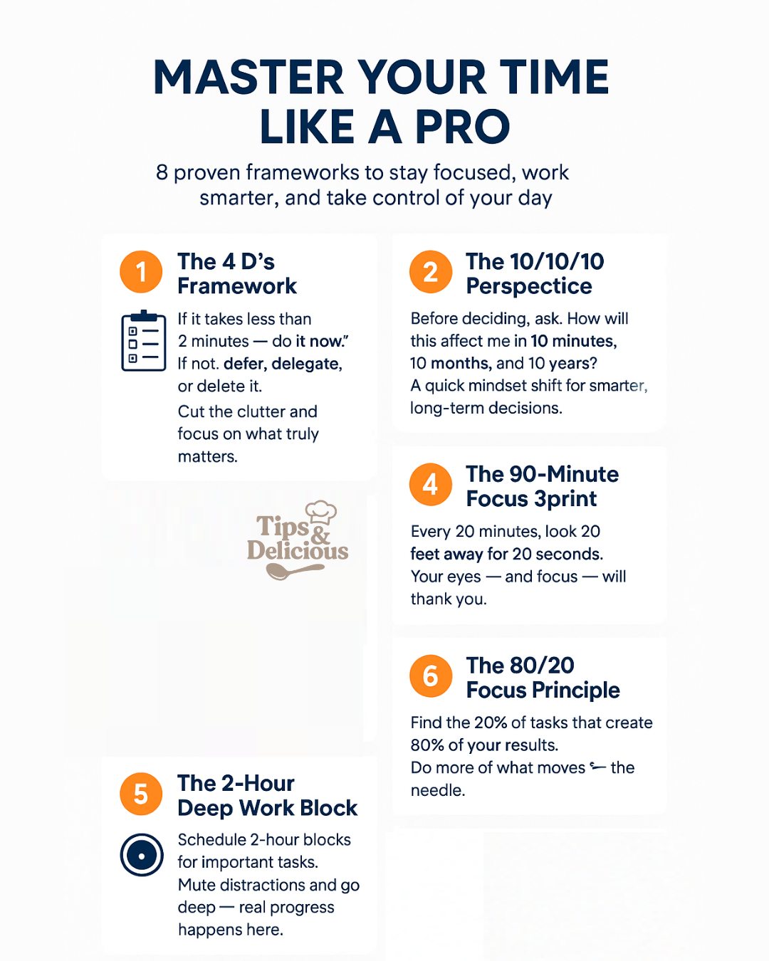 Tips - Focus frameworks that actually work! Use the 4 D’s, the 10/10/10 ...