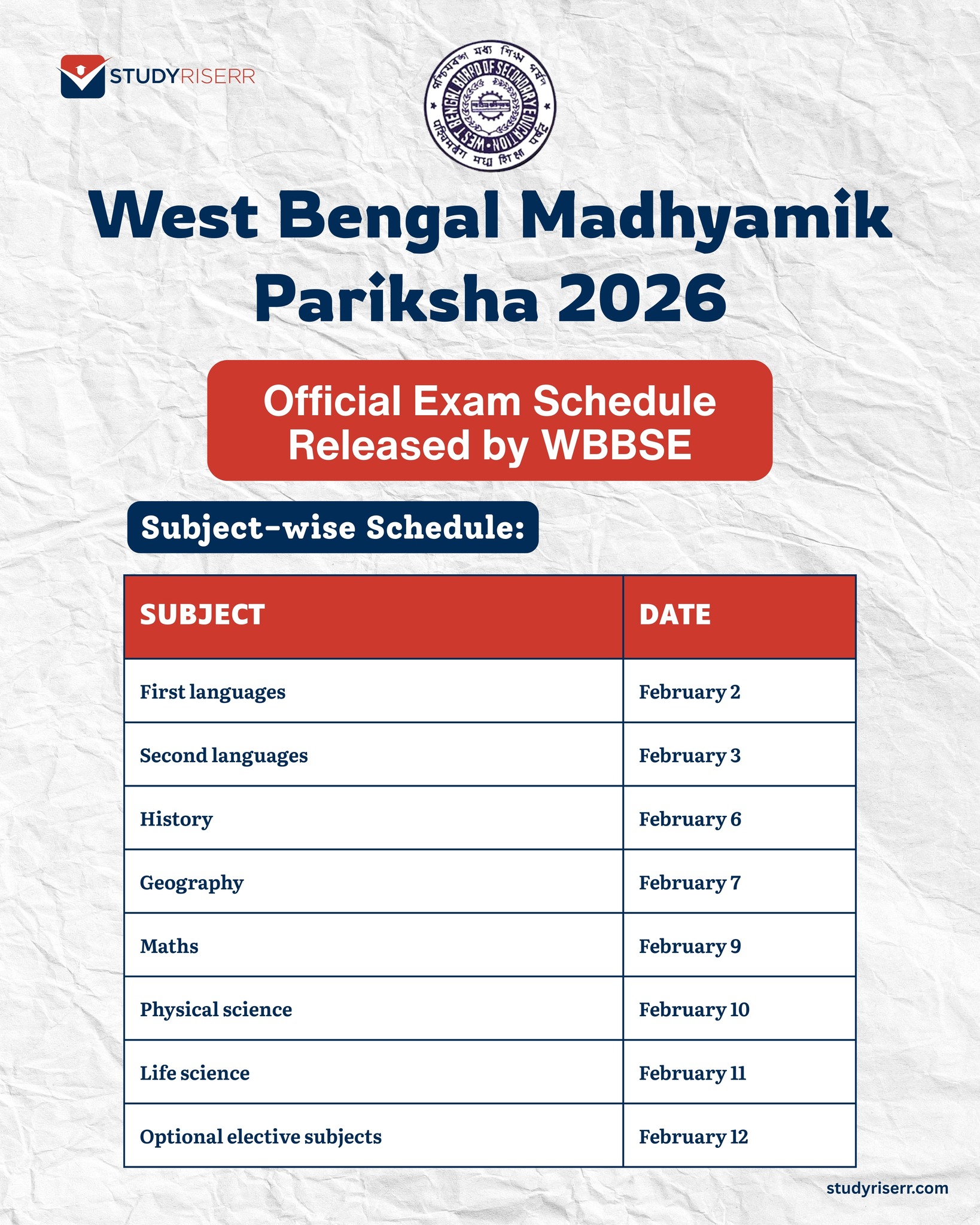 Study Riserr - 📢 Big Update for Class 10 Students! The WB... | Facebook