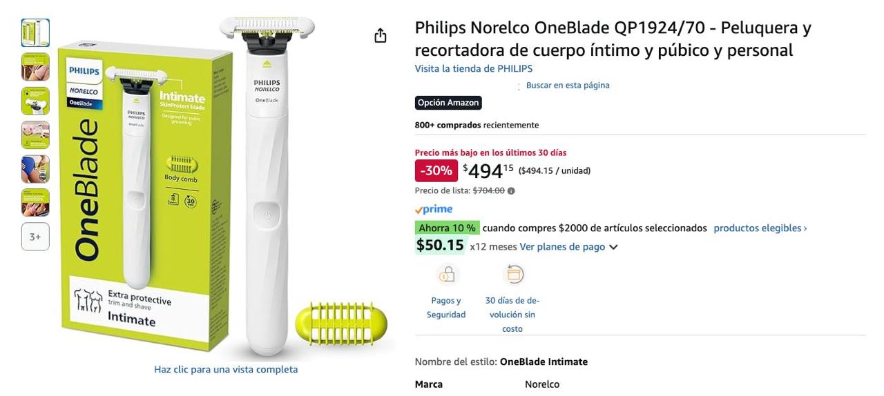 Ofertas - ‼️ PRECIO MAS BAJO Philips Norelco OneBlade QP1924/70 ...