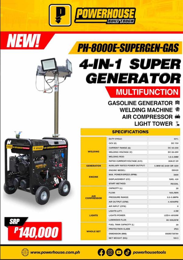 PowerHouse - 🚨NEW ITEM ALERT🚨 4-IN-1 SUPER GENERATOR PH-8000E-SUPERGEN ...