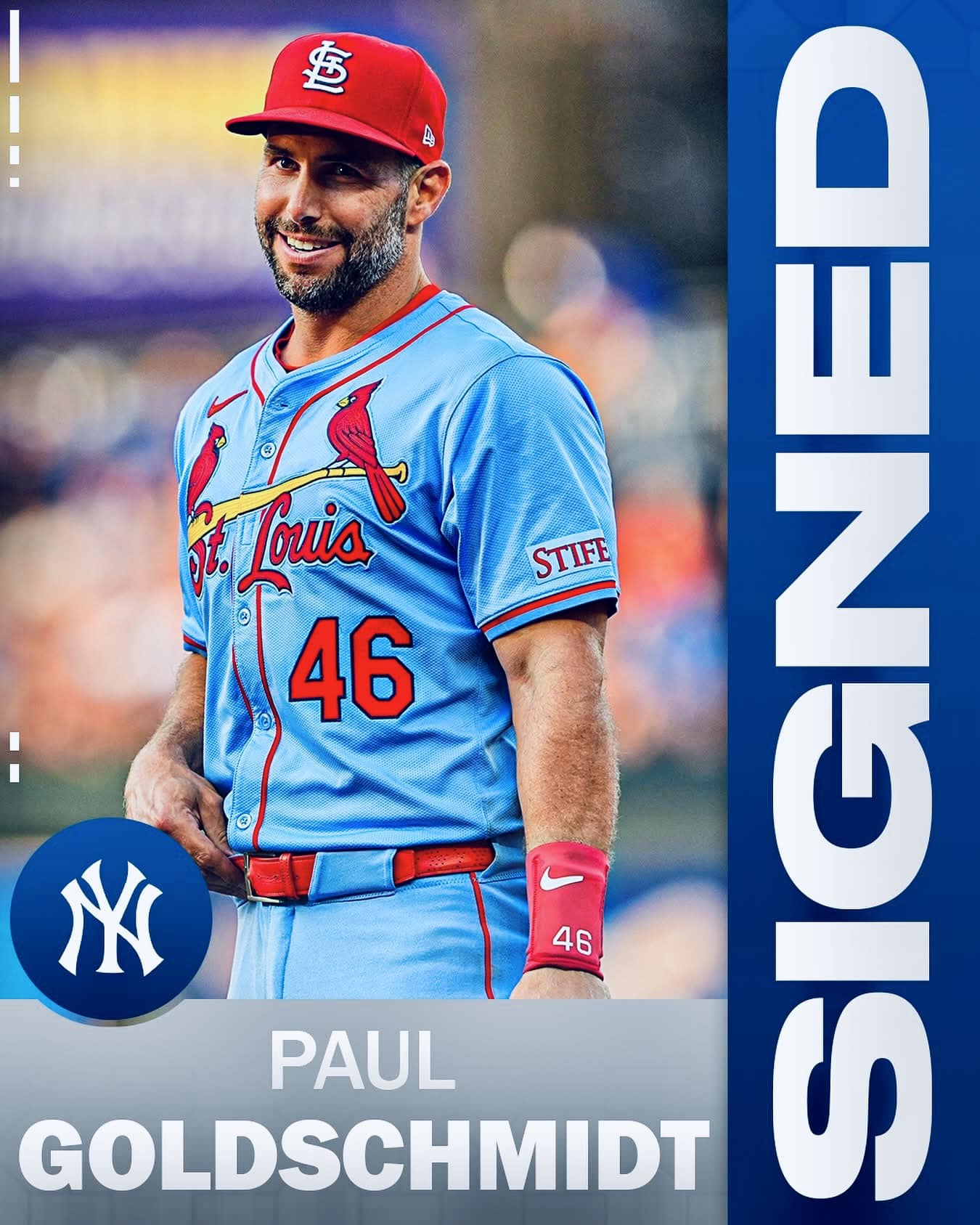 The Yankees have reportedly signed free agent 1B Paul Goldschmidt 