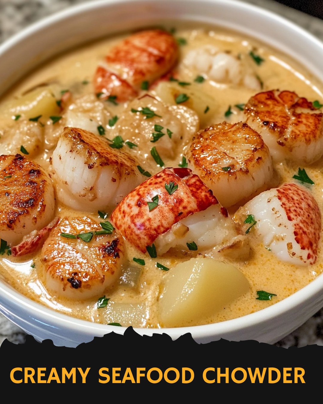Easy - Creamy Seafood Chowder with Scallops & Lobster Ingredients: 1/2 ...