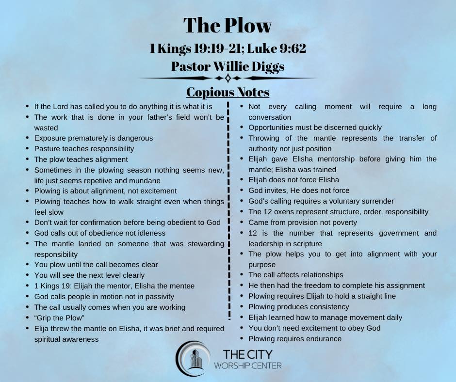 The City - Copious Notes 📝 “The Plow” a message that reminds us to ...