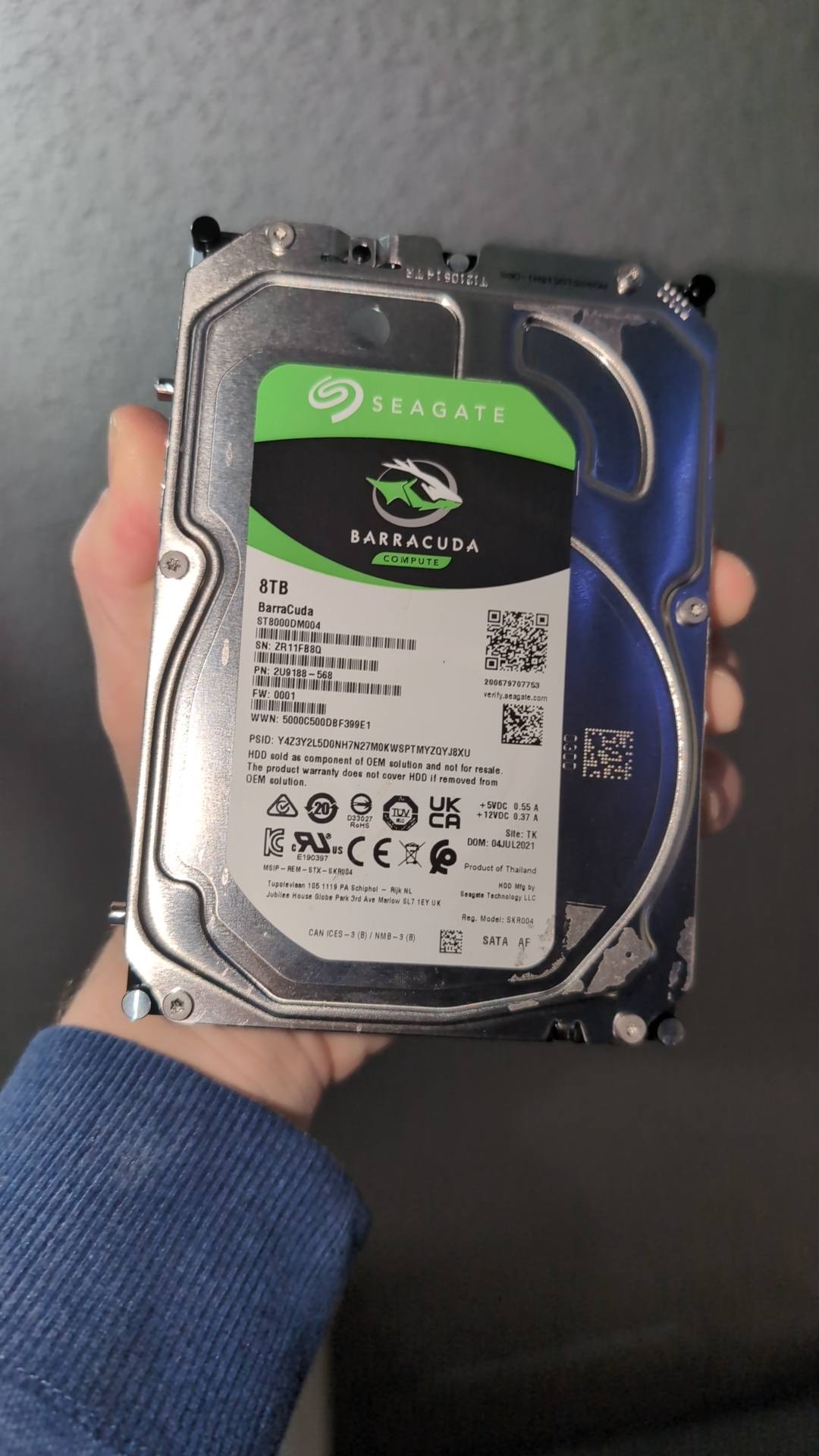 Seagate BarraCuda ST8000DM004 内蔵HDD 8TB 使用時間999時間】Seagate