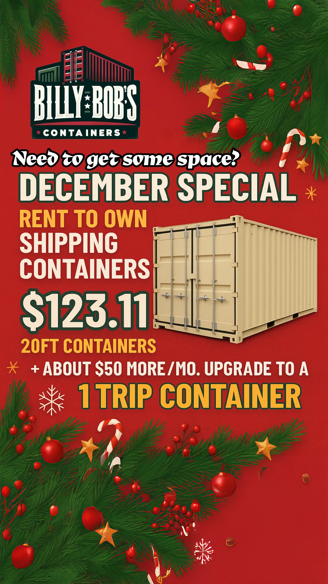 Billy - Need a little extra space? Most folks don’t realize the price ...