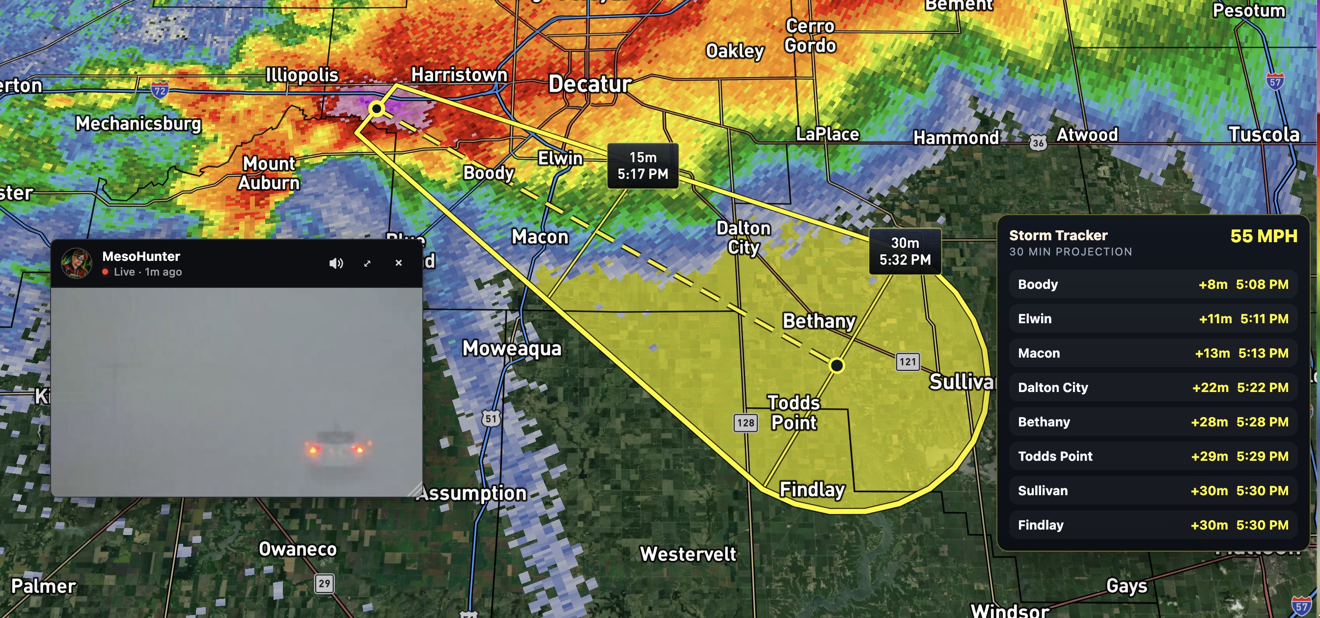 This is a huge hail core in western Macon county dropping SE 