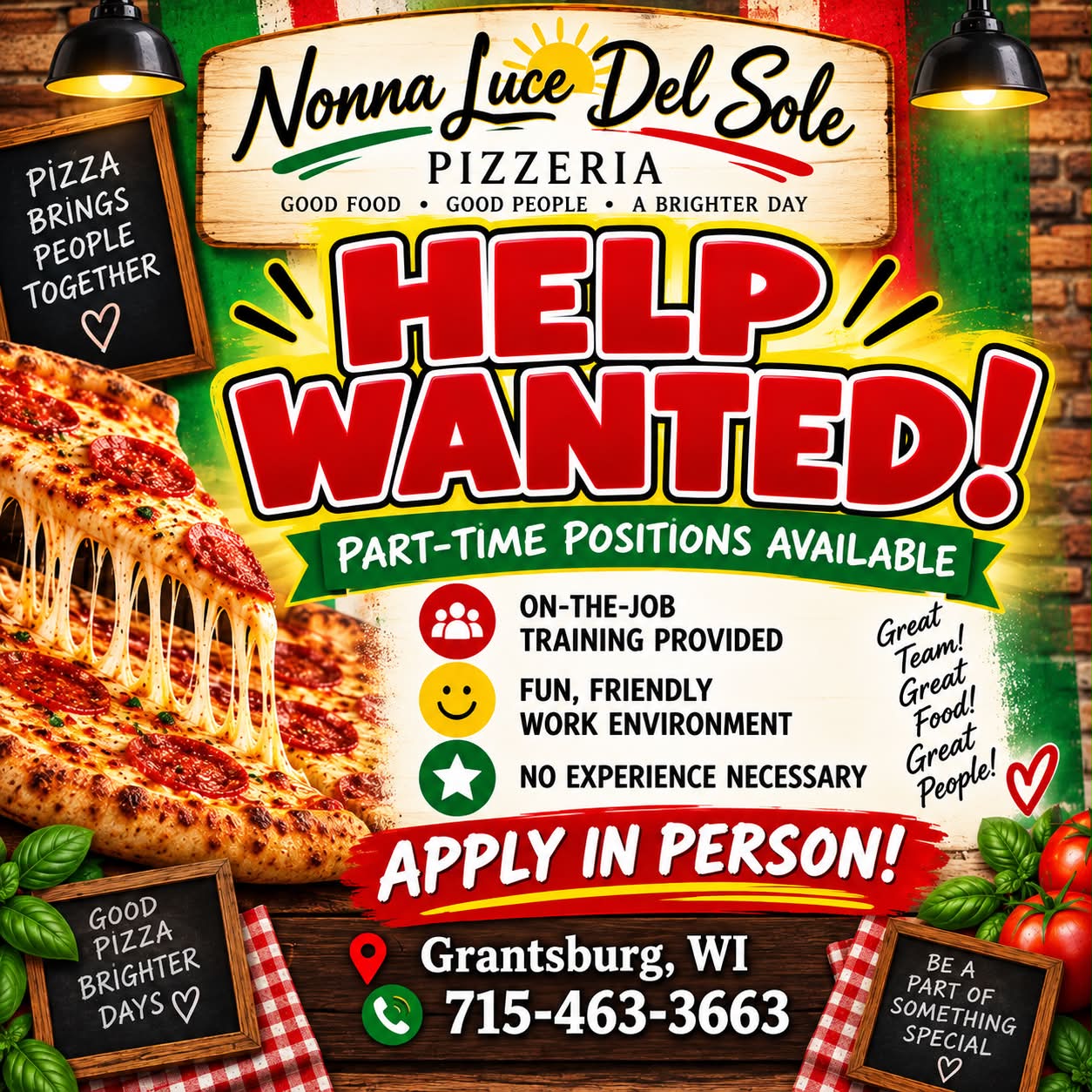 Nonna Luce Del Sole Pizzeria | Grantsburg WI