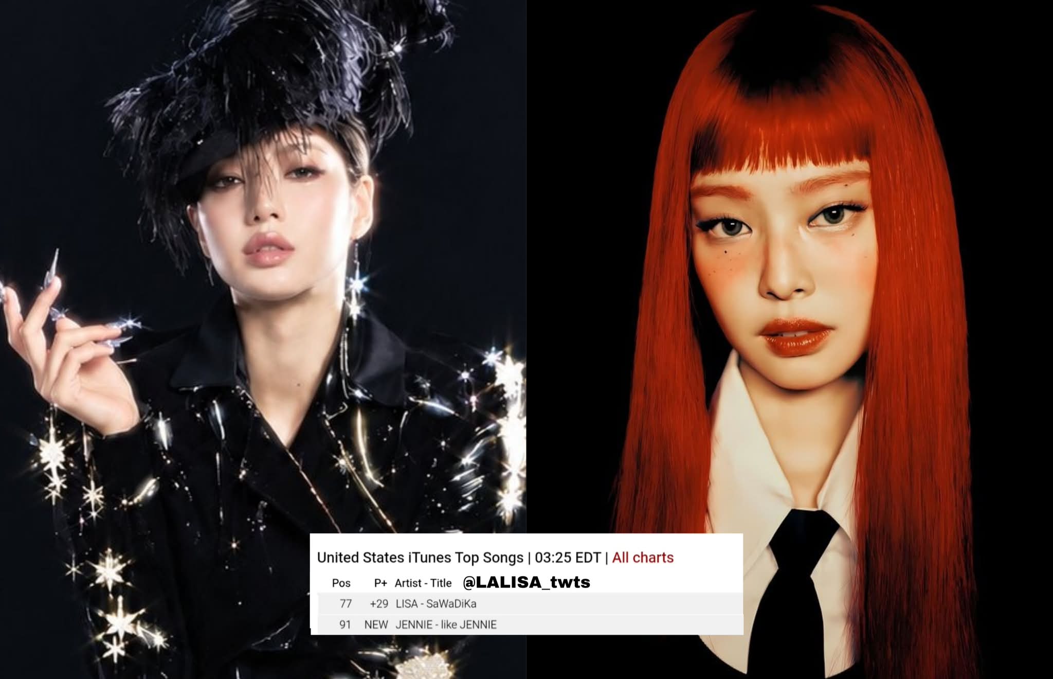 K-POP・アジア WHAT WOMEN WANT Lisa's Sawadika tops US iTunes over Jennie's Like Jennie