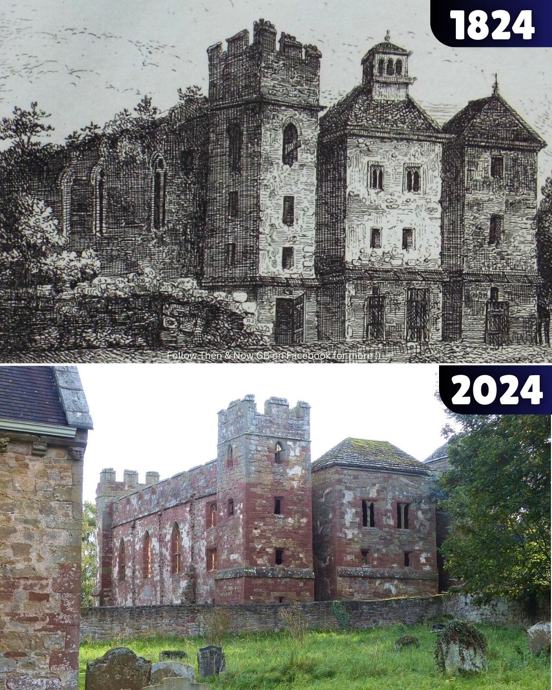 Then - Acton Burnell Castle in Shropshire captured exactly 200 years ...