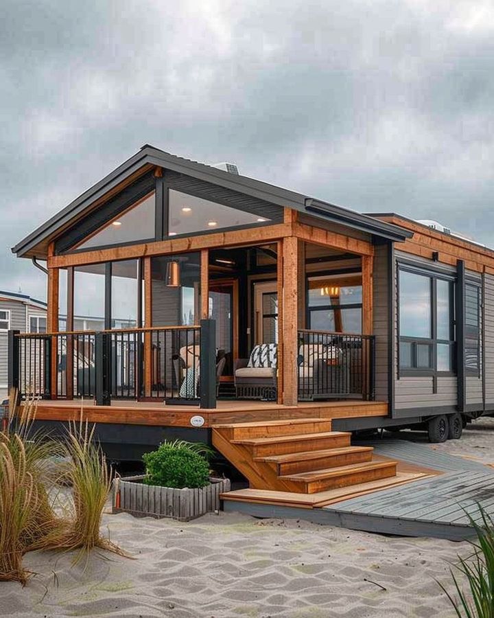 Simple - Tour this California beachside park model RV with porch. The ...