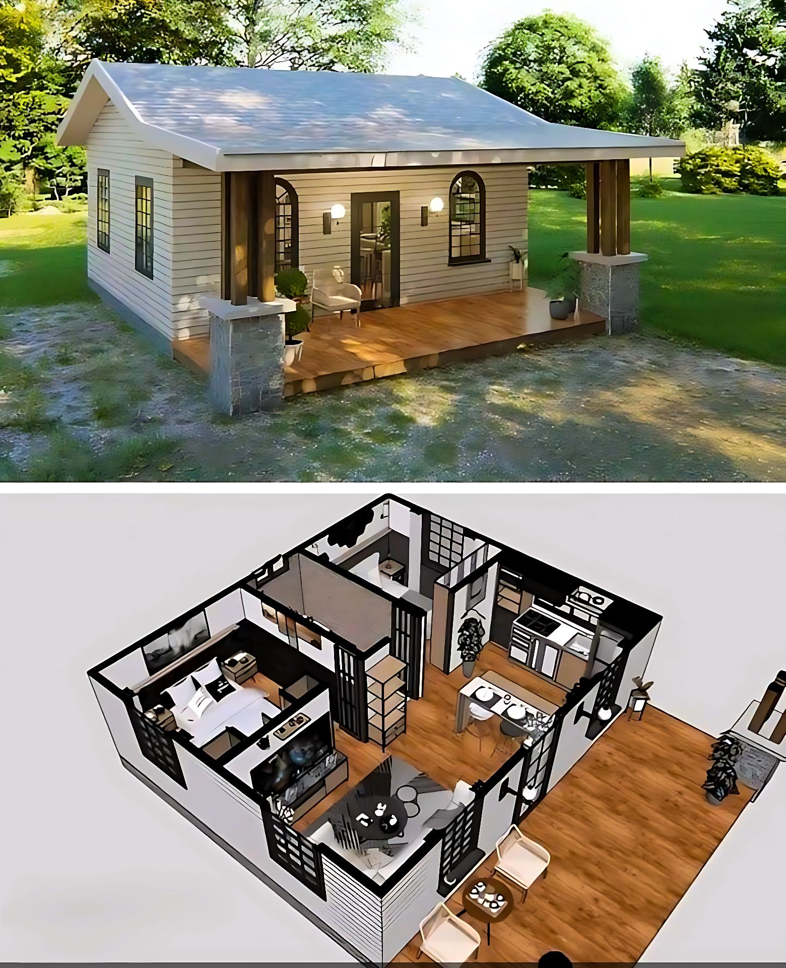 quintymirjam - an exterior architectural rendering of a small cottage ...