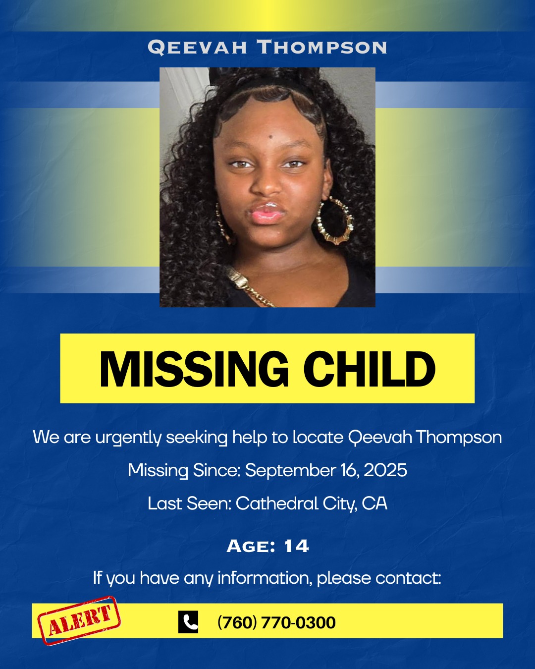 MissingInusa - 💔 Missing CHILD Alert, Qeevah Thompson, Missing Since ...