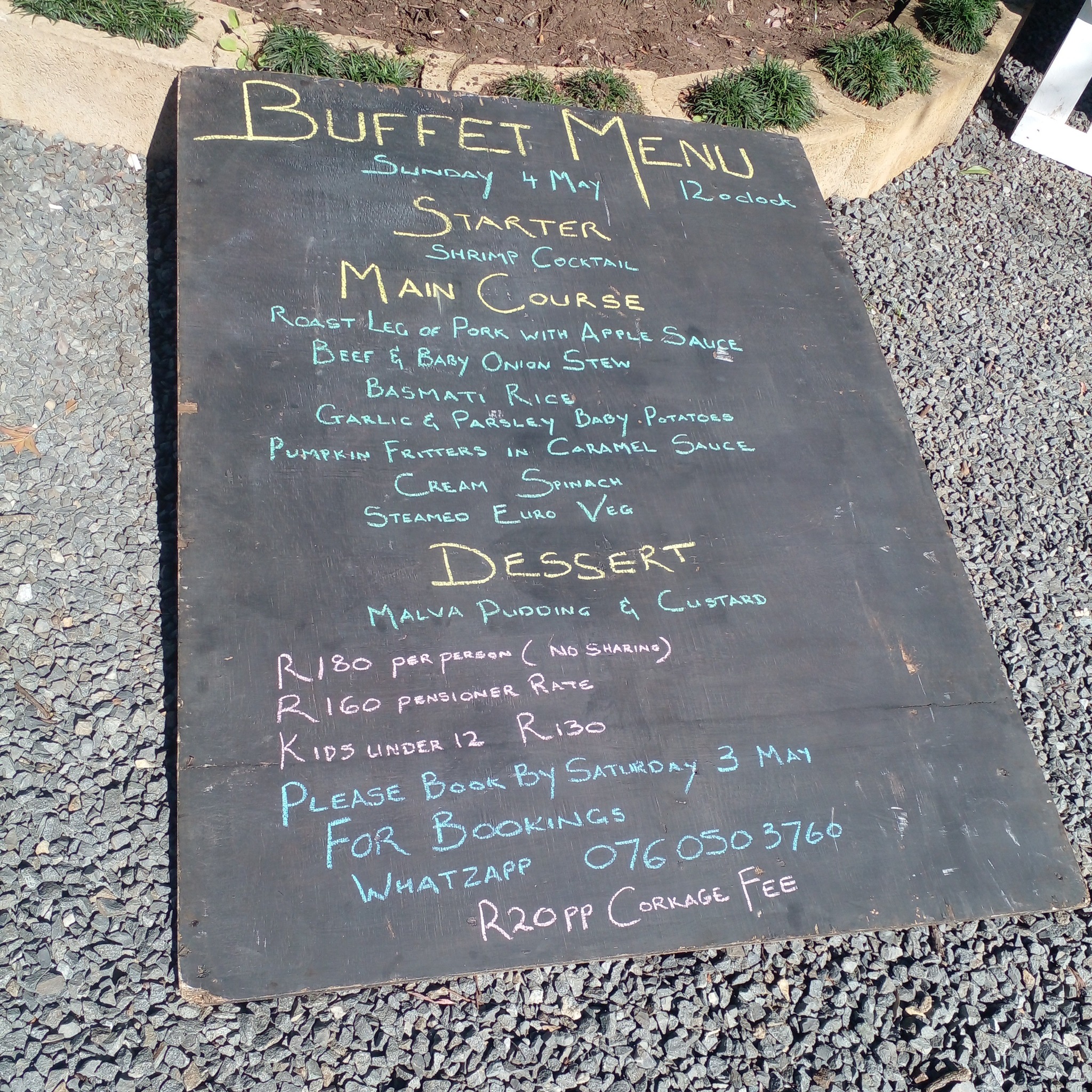 Springbok - Sunday BUFFET menu for sunday 4 May 2025 | Facebook