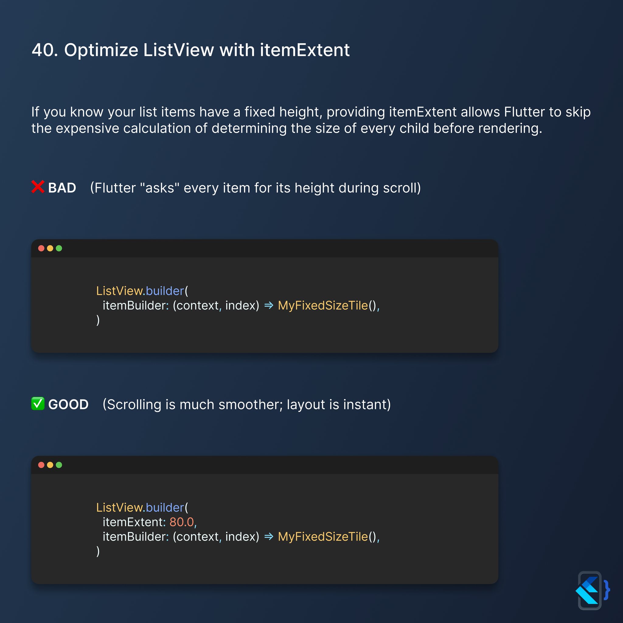 Flutter - ⚡ Optimize ListView with itemExtent Tired of janky scrolling ...