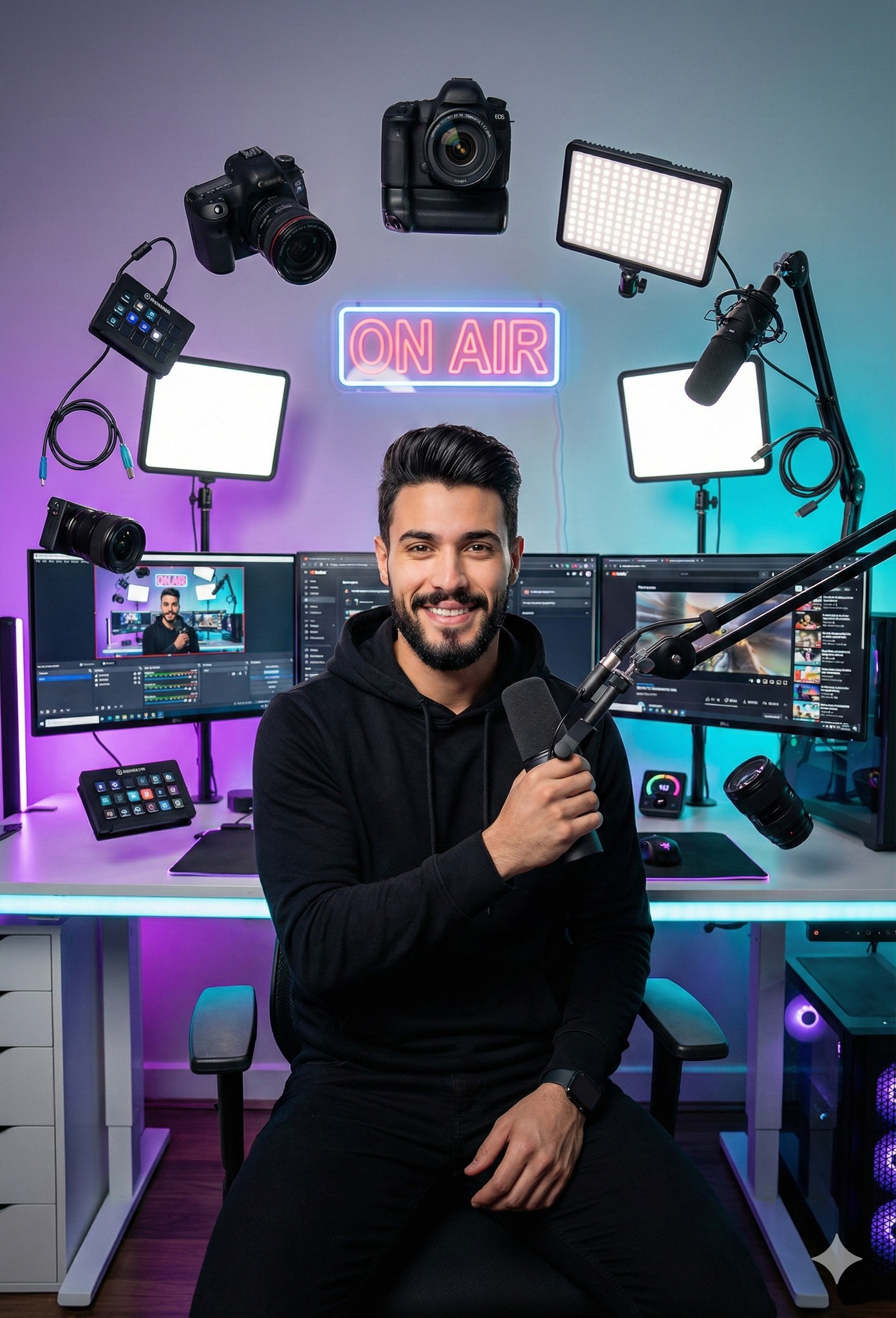 AI - A vibrant, hyper-detailed social media style photograph of a man ...