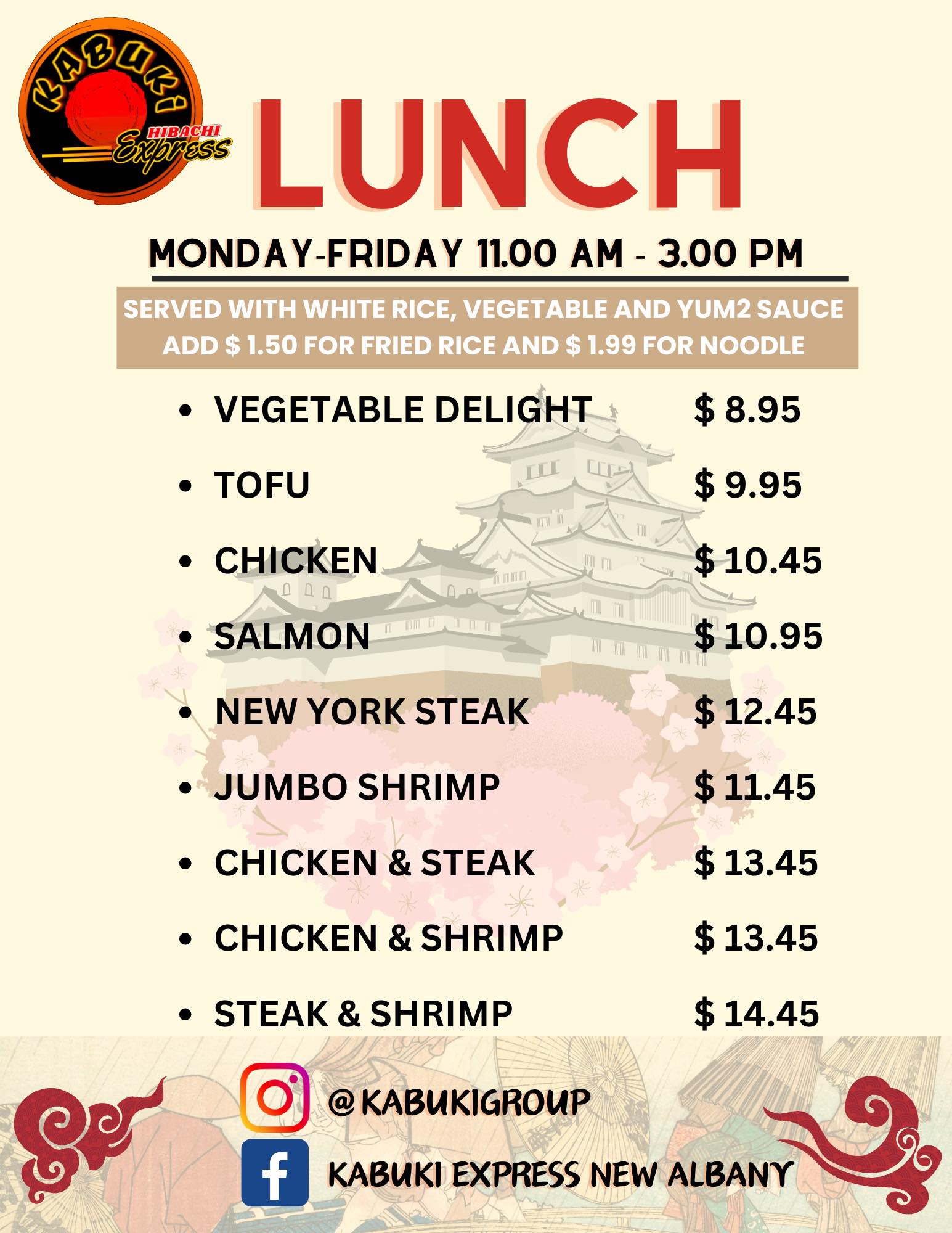 Menu : 📍Kabuki Express New Albany 5170 Charlestown Rd, Unit 100