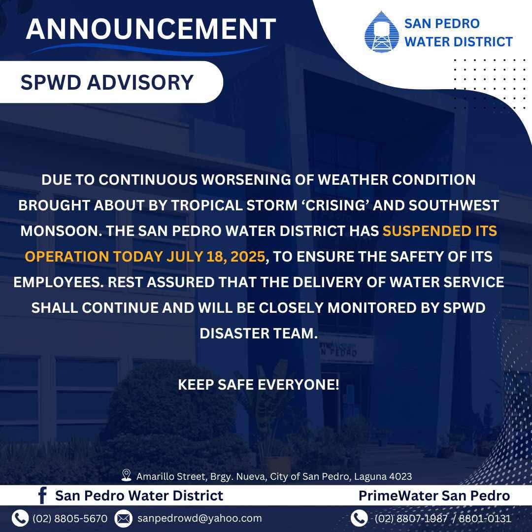 San - ANNOUNCEMENT ‼️ Due to continuous worsening of weather condition ...