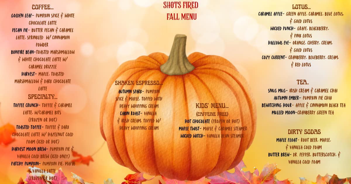 Shots - 🍂 Starting tomorrow at 6 AM, our fall menu is here to warm your ...