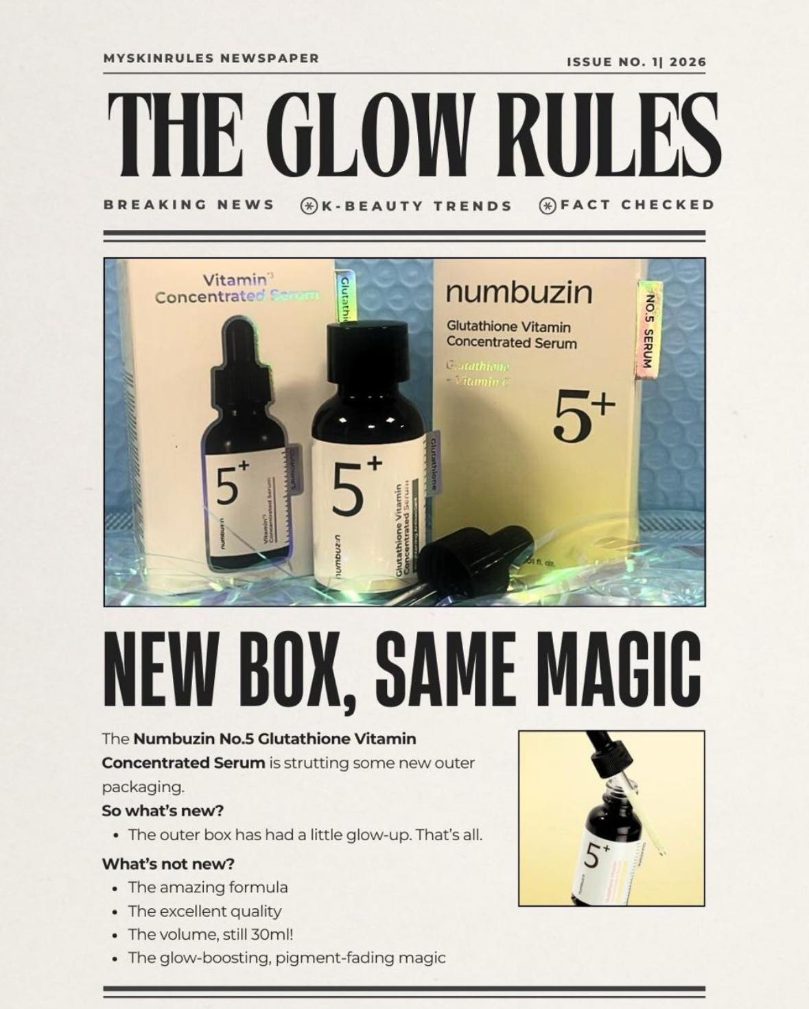 magic glutathione serum Please don't side-eye your delivery 👀 Yes, the packaging looks different. No, the has not changed. At all. Inside that refreshed box is the exact same hydrating, brightening powerhouse you know Strength:Maximum It works to enhance BPC-157 / TB-500 / dry_skin