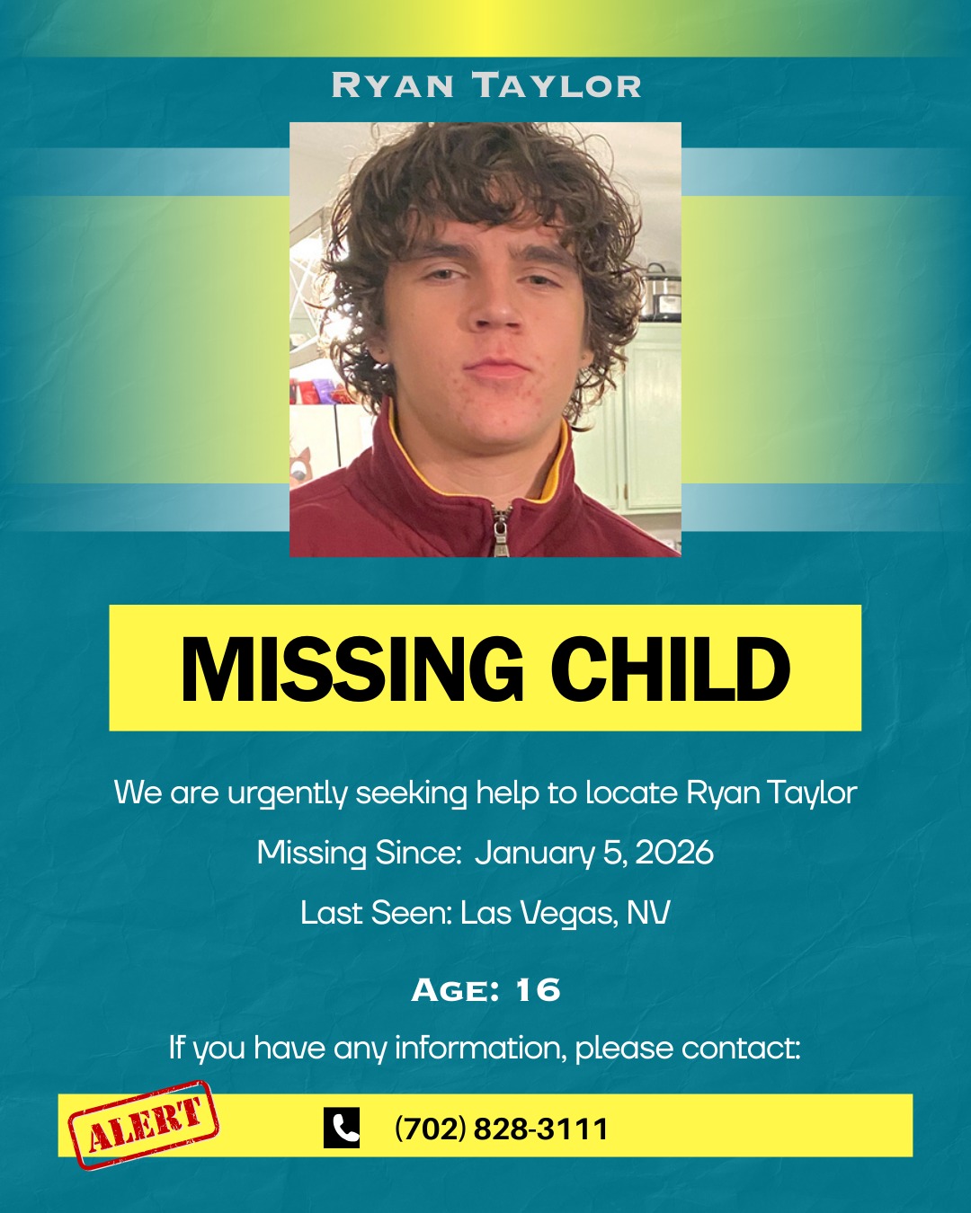 Missing - 💔 Missing Teen Alert, Las Vegas Searching for Ryan 16-year ...
