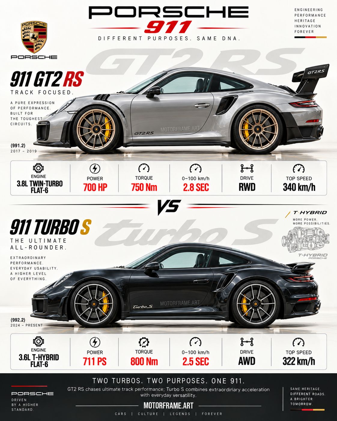 Porsche 911 GT2 and GT2 RS specs compared