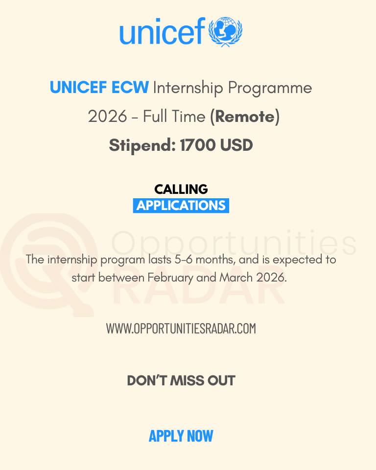UNICEF ECW Internship 2026... - Opportunities Radar | Facebook