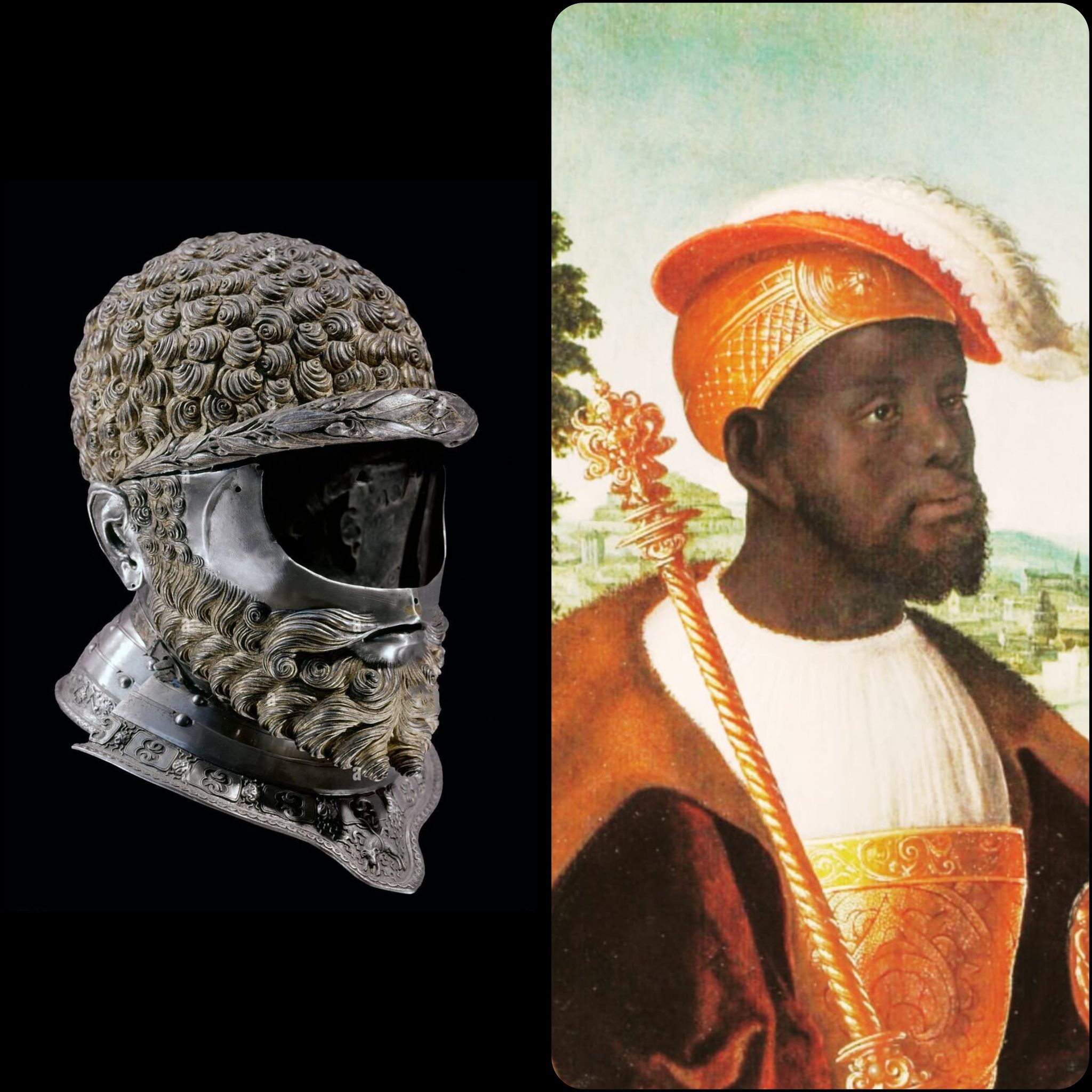 A ceremonial helmet created in the 16th century by Milanese