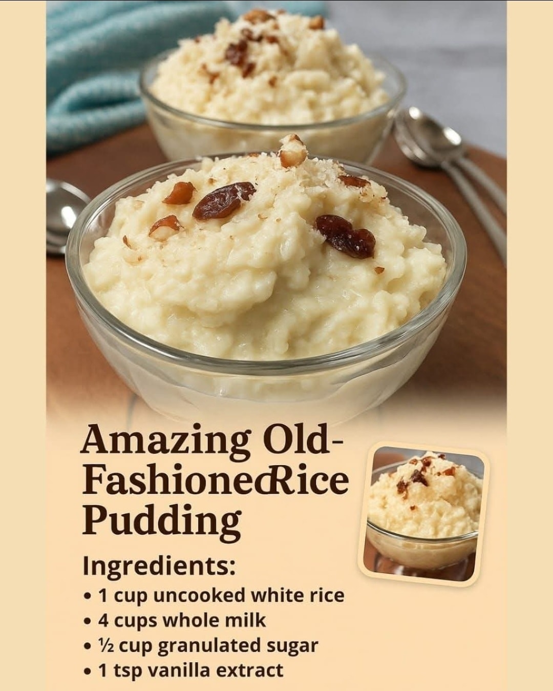 the best - 🍮 Old-Fashioned Rice Pudding Ingredients: 1 cup uncooked ...