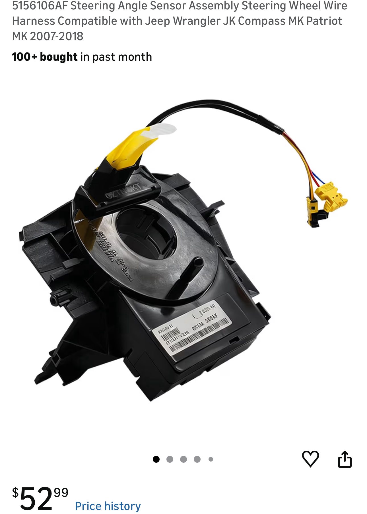 VEHITO Clock Spring W/ Angle Sensor For Jeep Wrangler JK 2007-2018 – OEM 5156106AG
