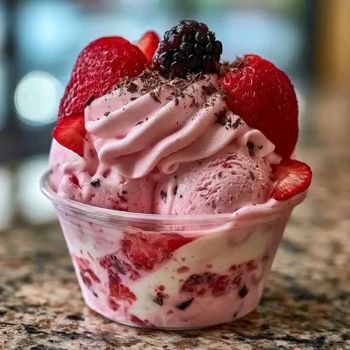 Triple berry chocolate ice cream cups