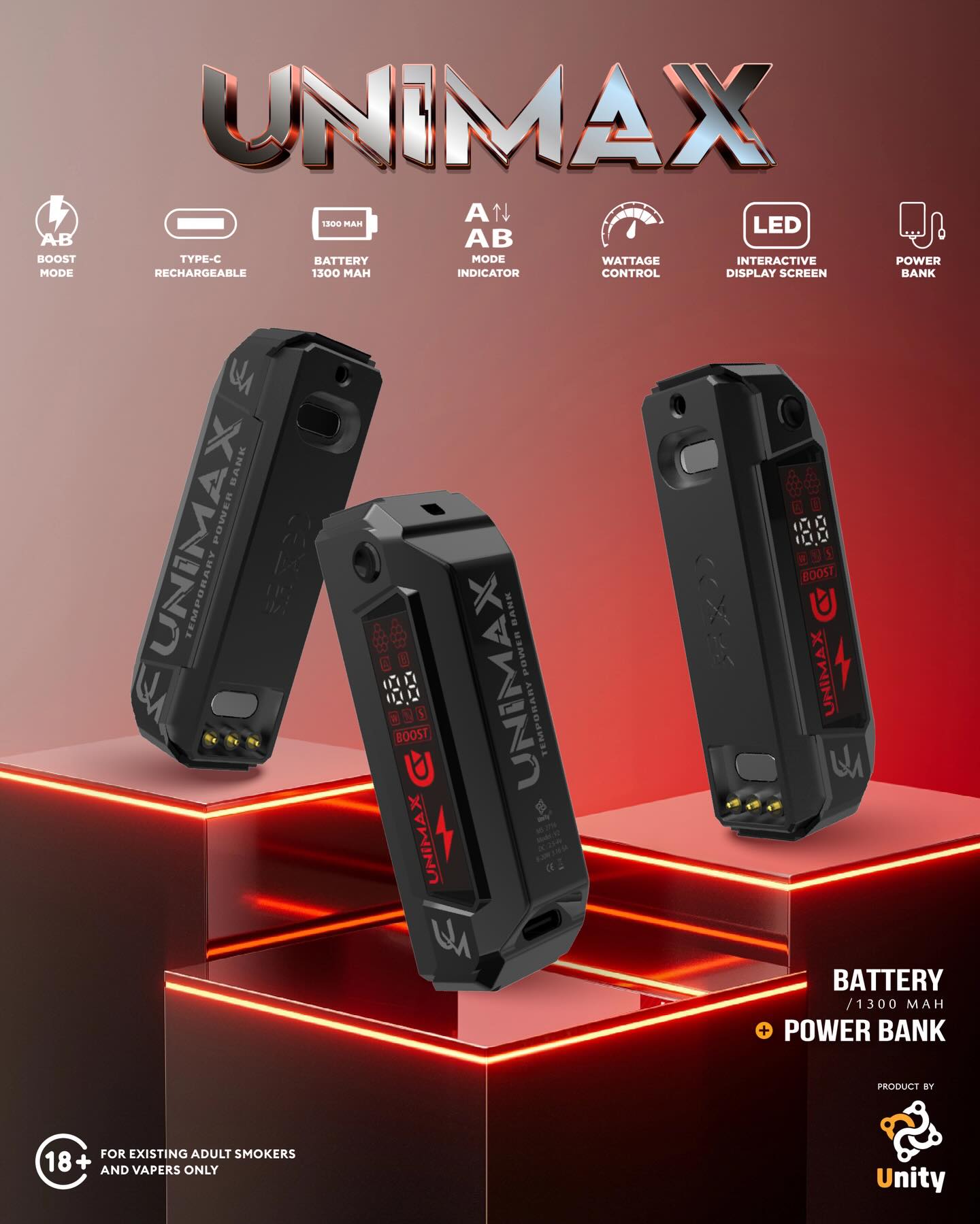 power bank vape mod UNIMAX — Redefining & Performance ⚡ Engineered for those who demand more — the UNIMAX delivers maximum output, longer battery life, and full control in every puff. Built with precision and BLUR® 20k The Choetech PowerLeap 27000mAh E-liquid flavor:Frozen Cherry Apple CALIBURN G4 PRO UWELL