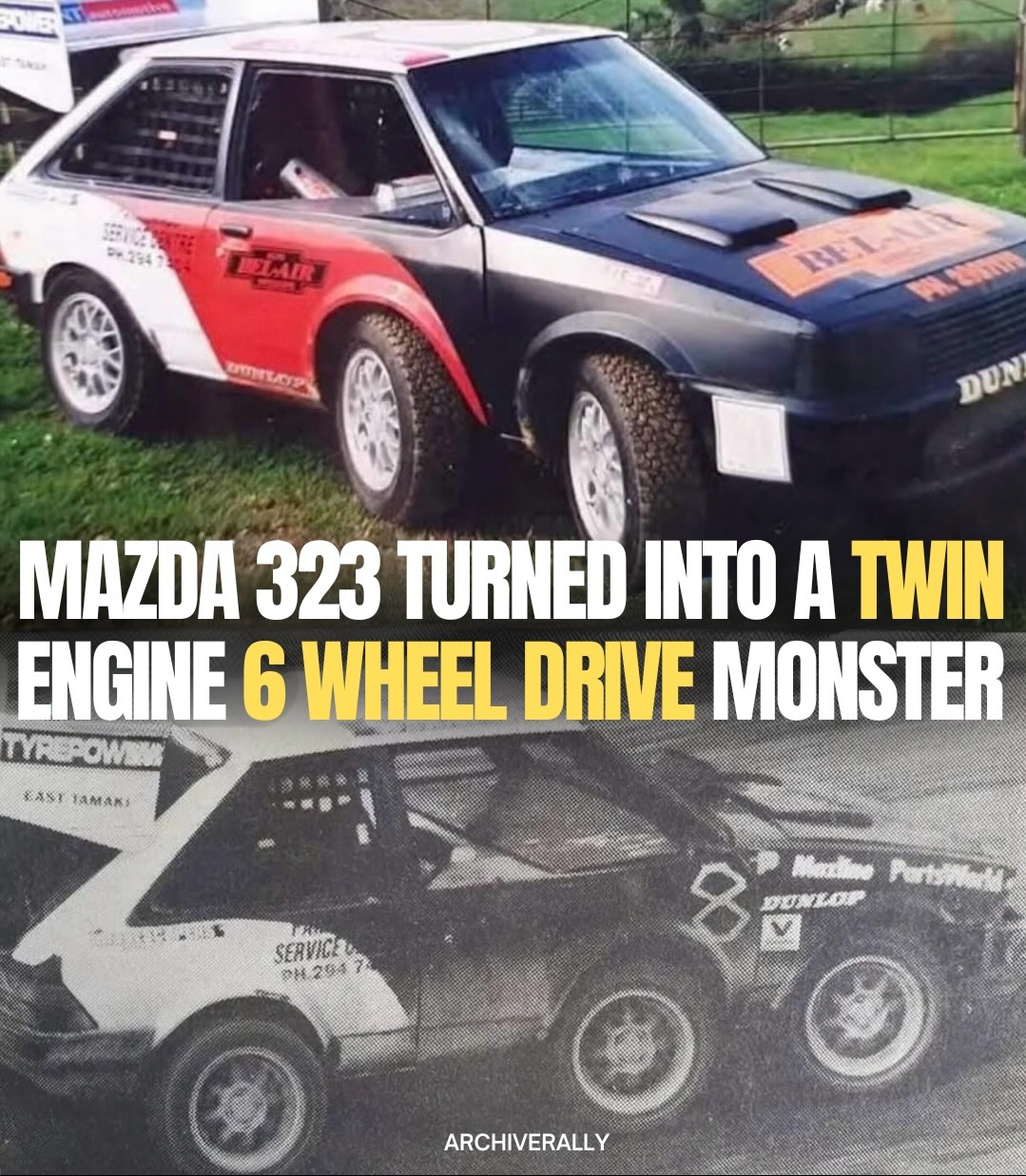 the six-wheeled, twin-engined mazda 323 that came out of a shed in
