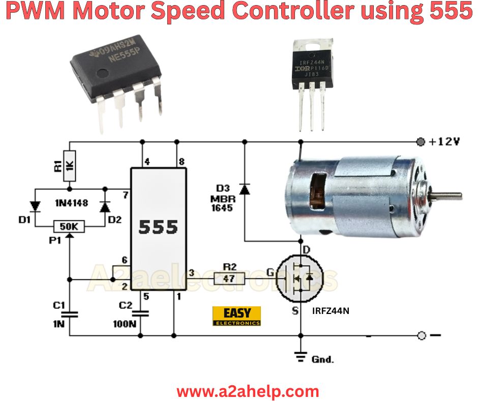 A2aelectronics - PWM Motor Speed Controller using 555 # ...