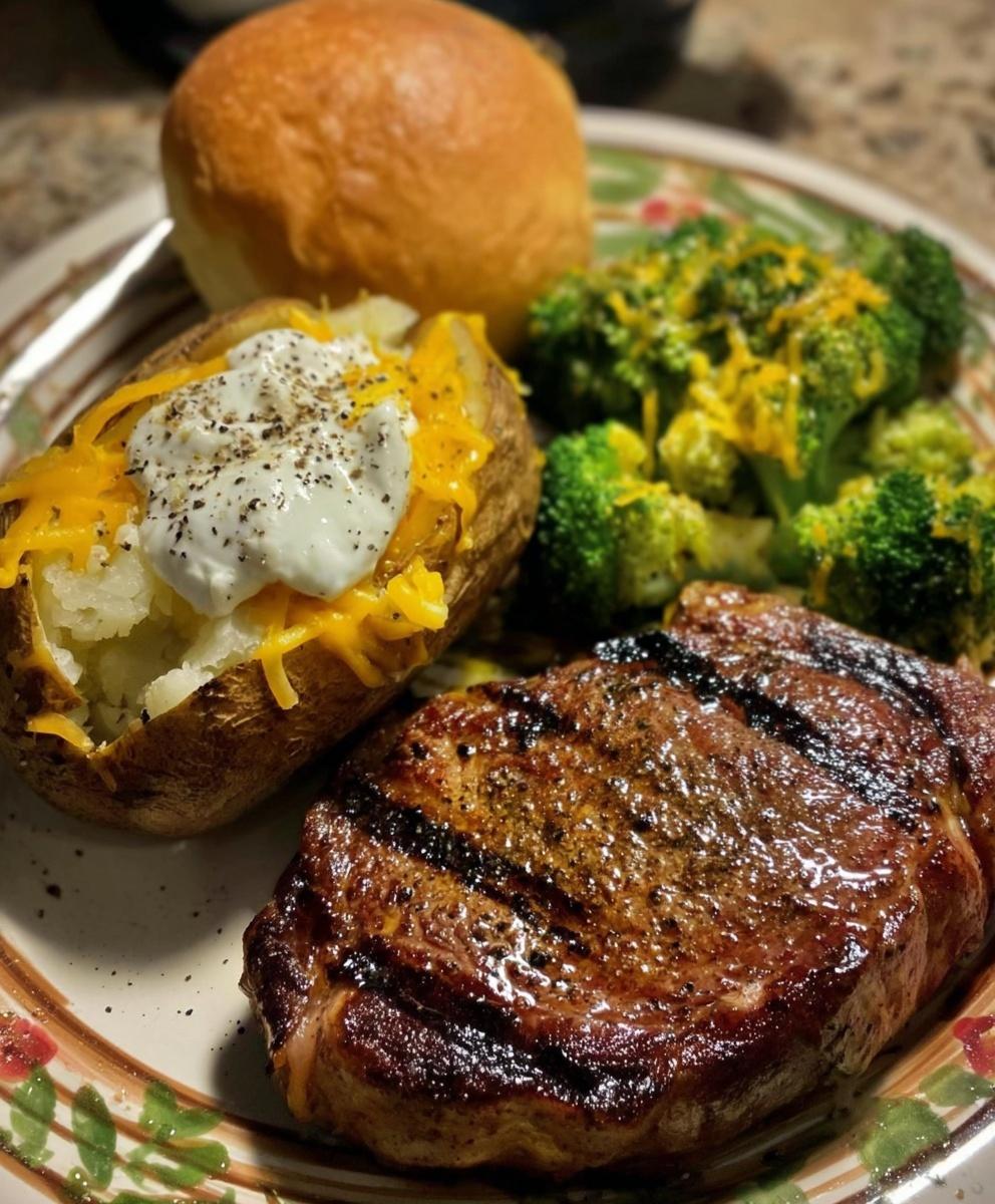 Homey - 🥩🥔 Steakhouse Ribeye Plate with Loaded Baked Potato 🧀🥦 This ...