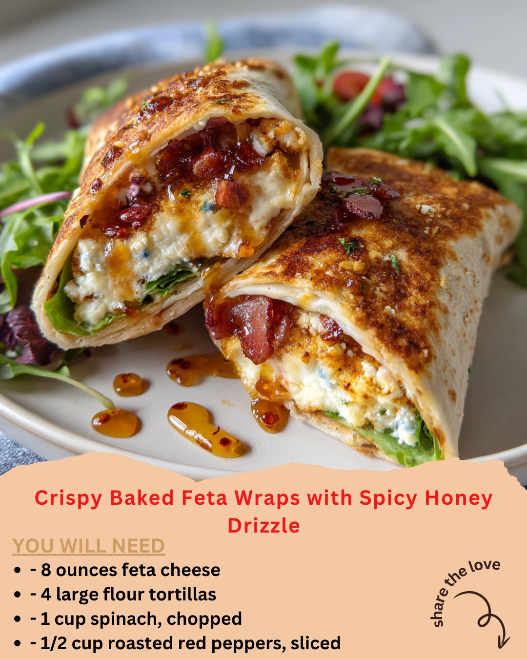 Food - These Crispy Baked Feta Wraps with Spicy Honey Drizzle are the ...