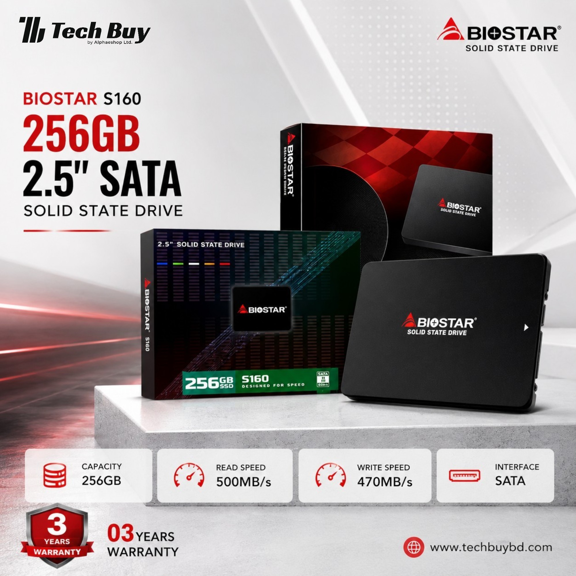 新品】BIOSTAR S160-1TB 2.5インチ SATA SSD 1TB Upgrade Your PC with