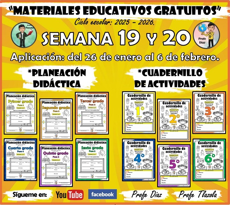 Profe - SEMANA 19 y 20 - ️PLANEACIÓN DIDÁCTICA y 📒CUADERNILLO DE ...