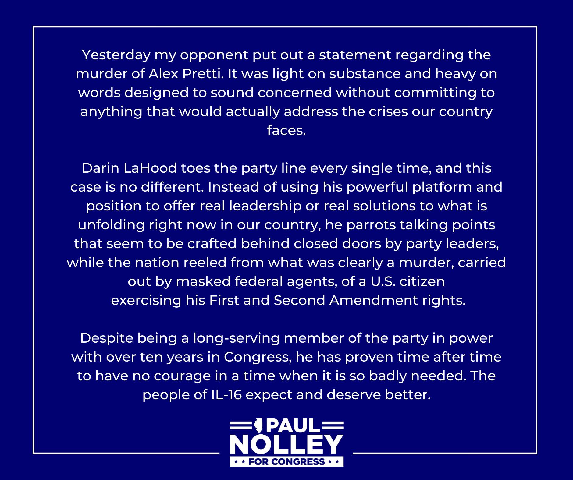 Paul - Yesterday my opponent put out a statement regarding the murder ...