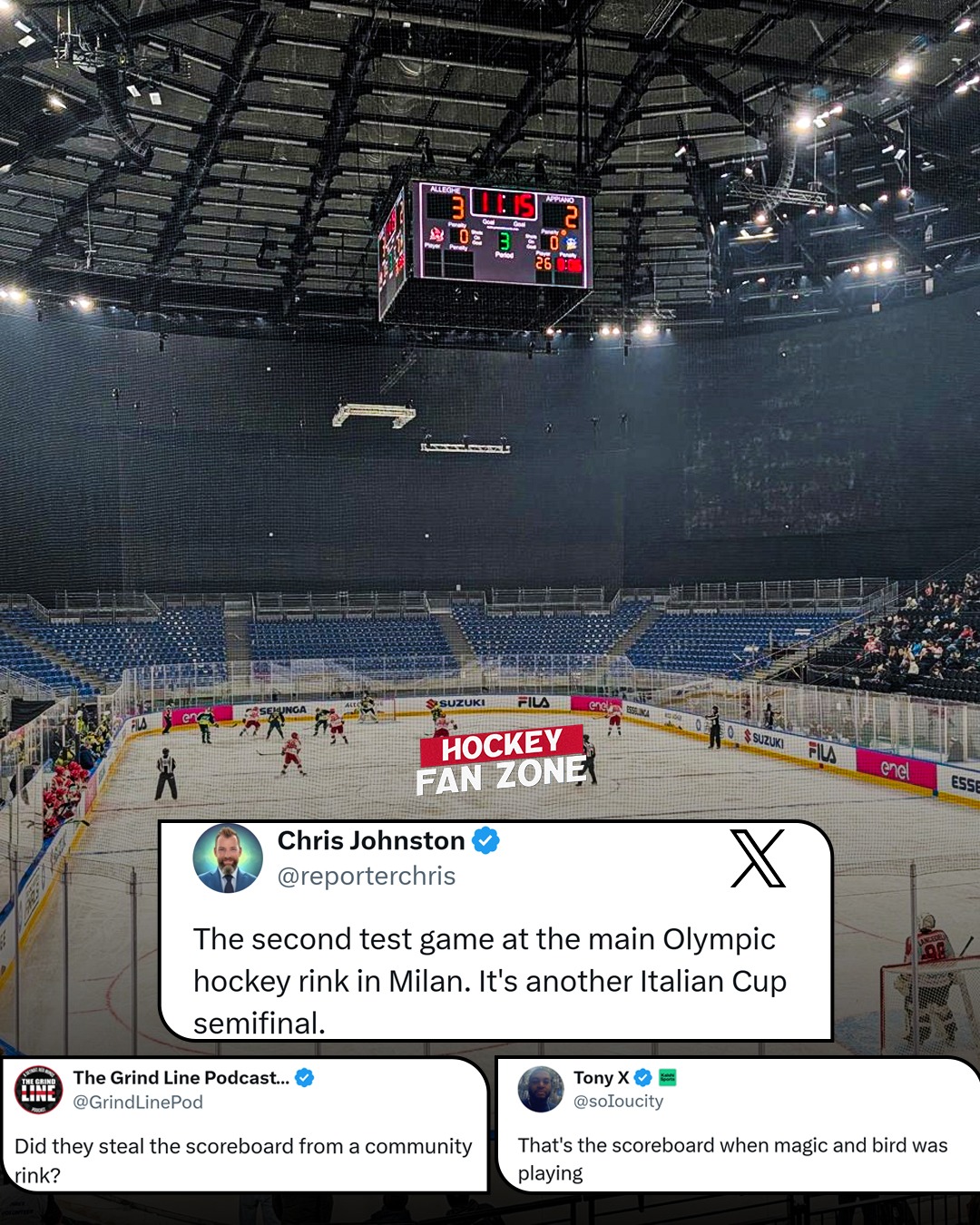 Hockey - Fans aren’t impressed with the scoreboard at Milan’s Olympic ...