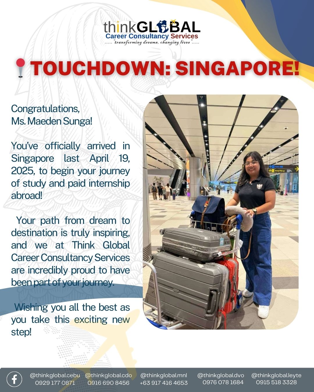 Think - Singapore welcomes another dreamer and achiever! 🇸🇬💪 Here’s to ...