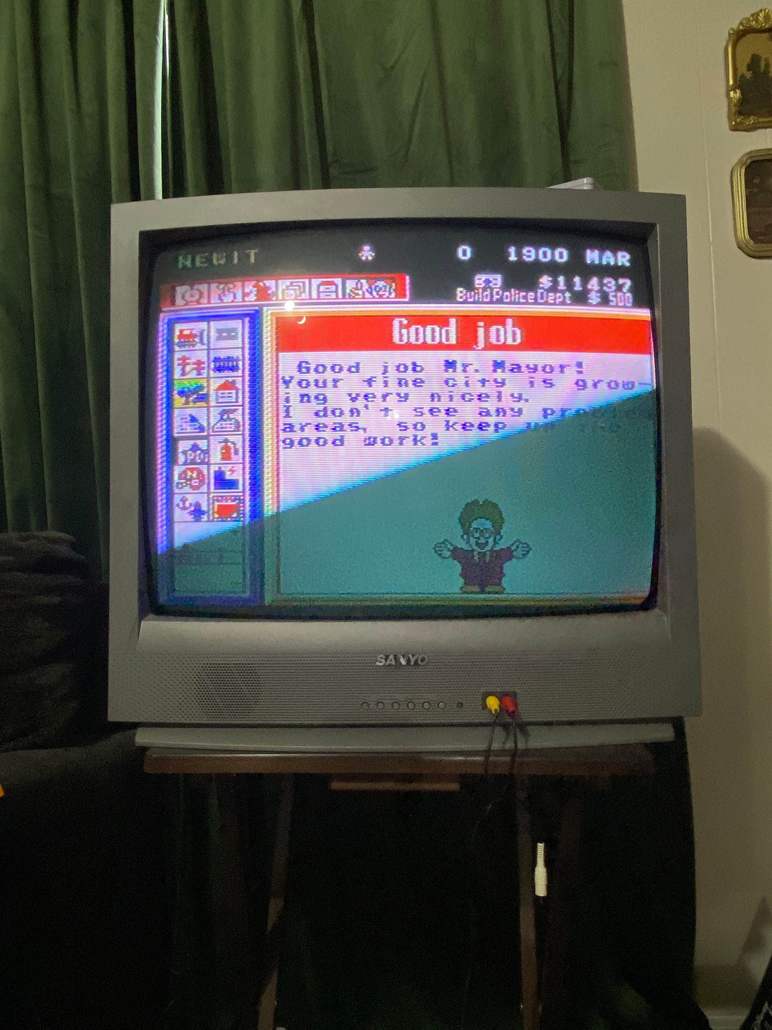 Playing SimCity on top loader NES console