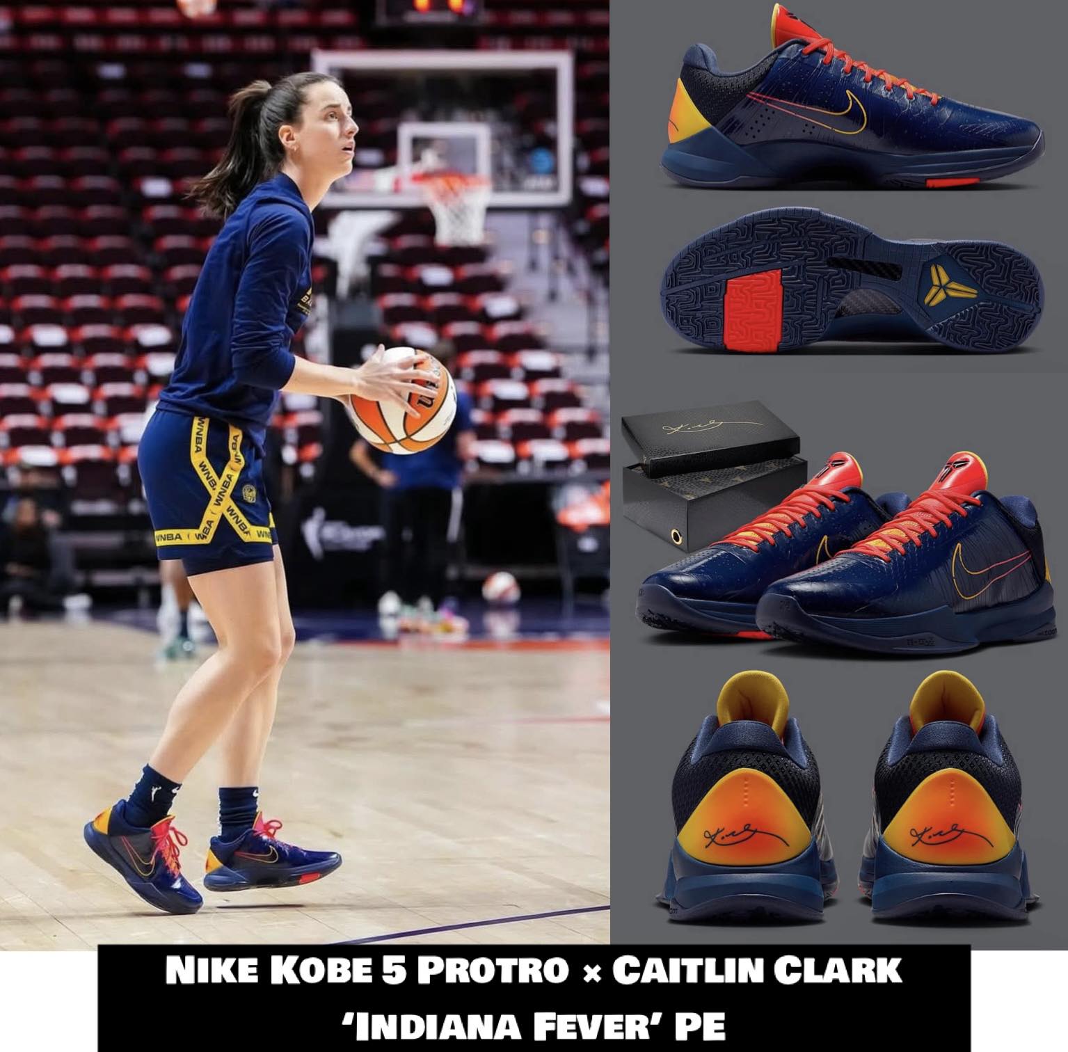 Caitlin Clark x Nike Kobe 5 Protro 'Indiana Fever' sneakers