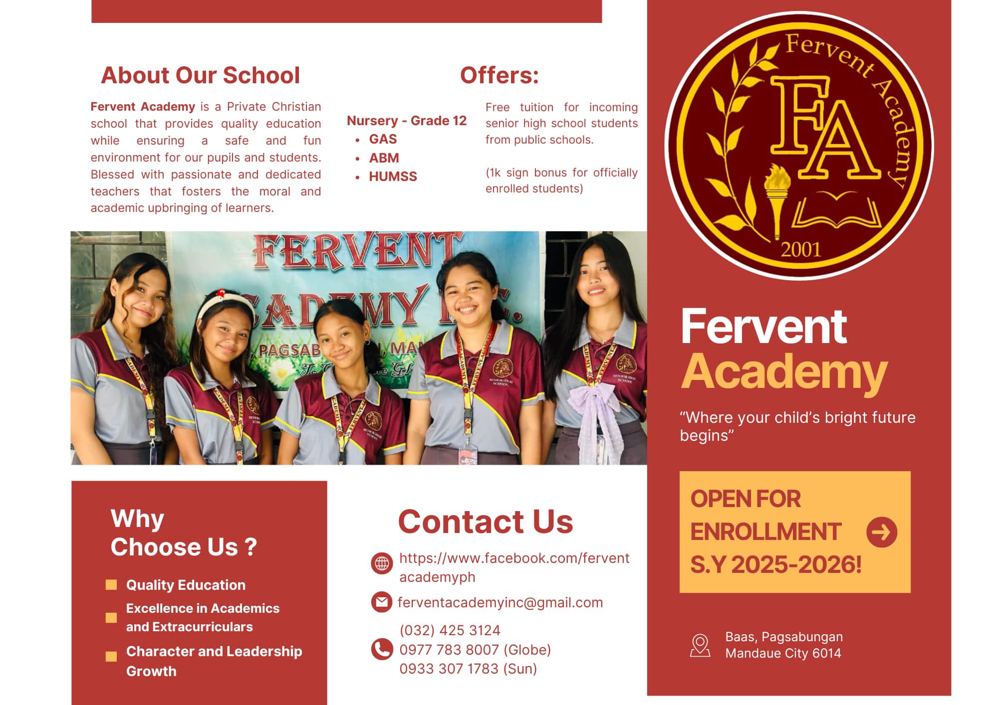 Fervent - FYI: FREE TUITION for incoming senior high school students ...