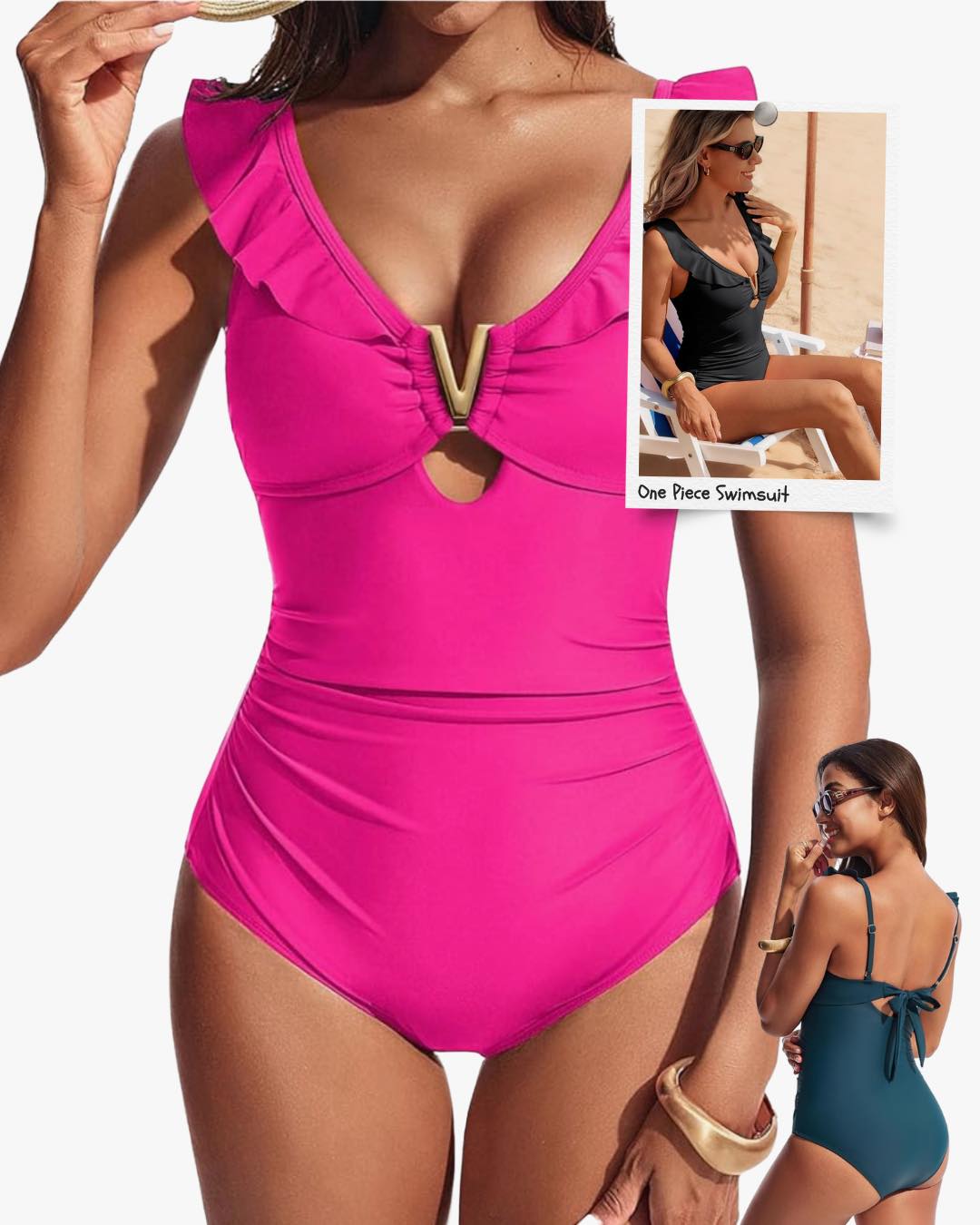 Amz is killing the one piece swimsuit game! This pretty ruffle
