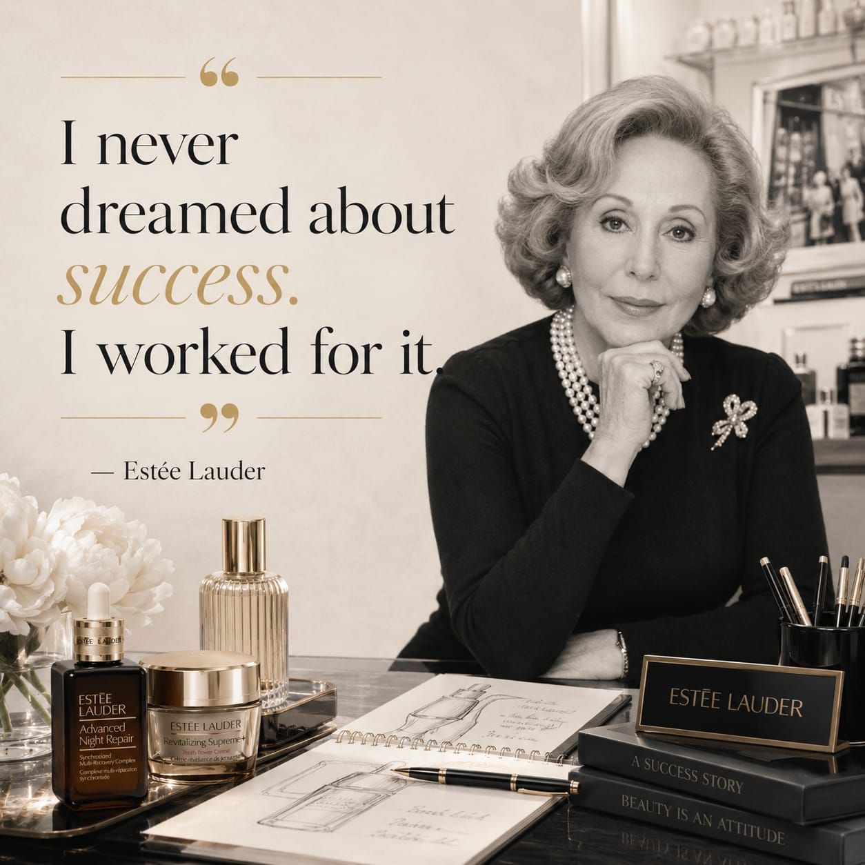 I never dreamed about success. I worked for it, -EstéeLauder Estée