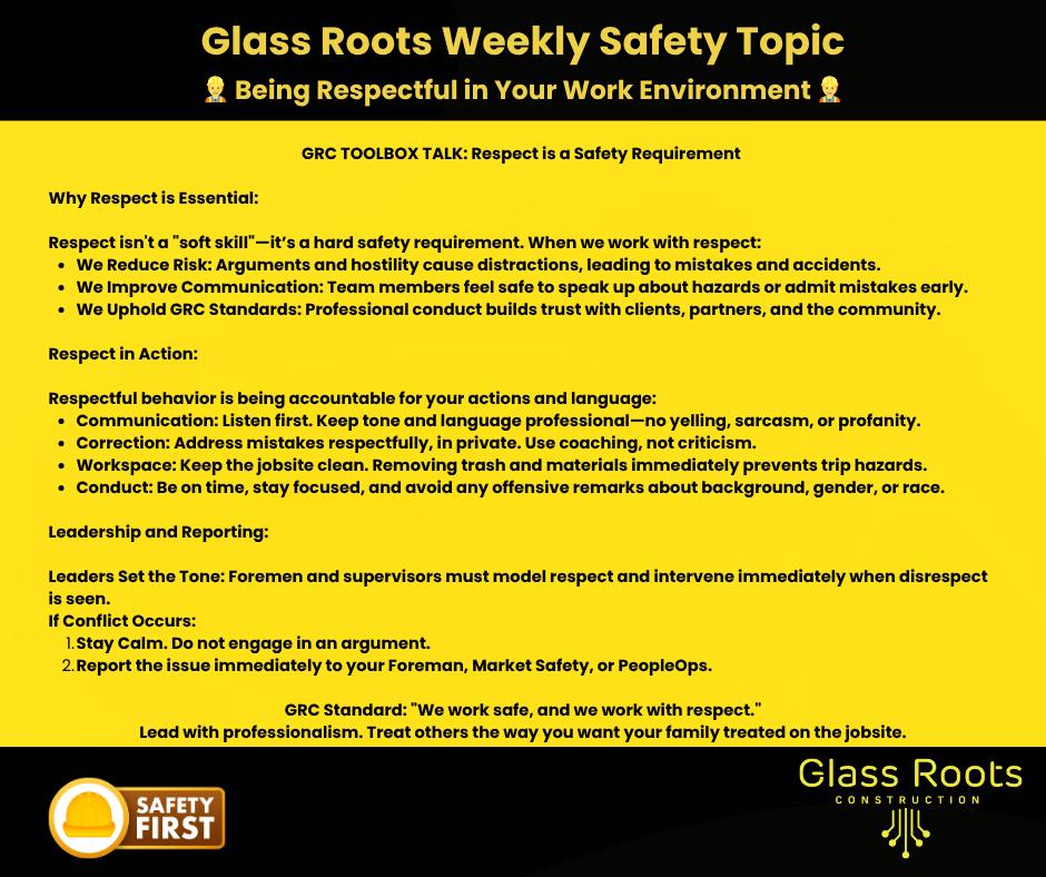 Respect is a Safety... - Glass Roots Construction | Facebook