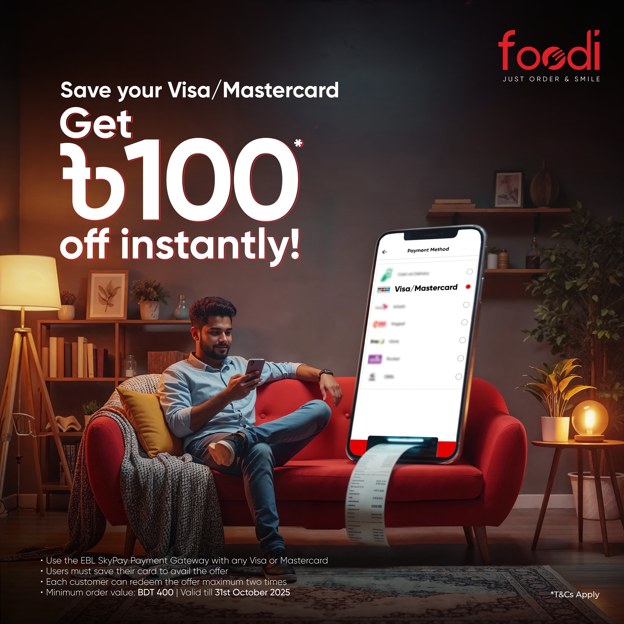 foodi - Save your Visa/Mastercard and enjoy 100 Tk off!... | Facebook